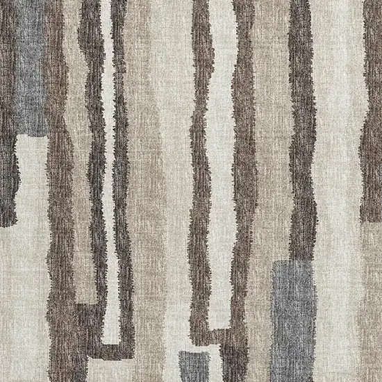Brown Ivory And Gray Abstract Washable Area Rug With UV Protection Photo 4