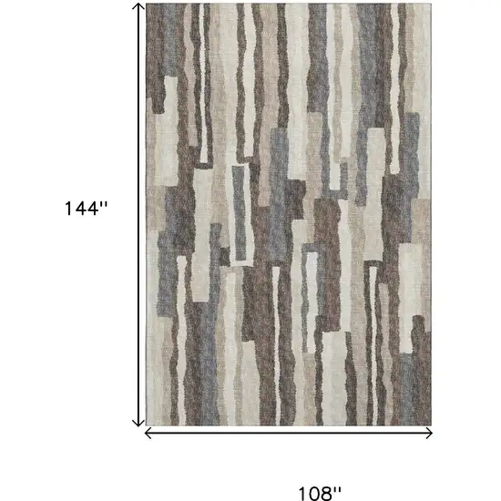 Brown Ivory And Gray Abstract Washable Area Rug With UV Protection Photo 3