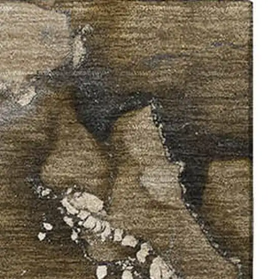 Brown Ivory And Gray Abstract Washable Area Rug With UV Protection Photo 5