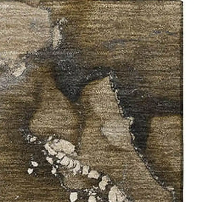 Brown Ivory And Gray Abstract Washable Area Rug With UV Protection Photo 3
