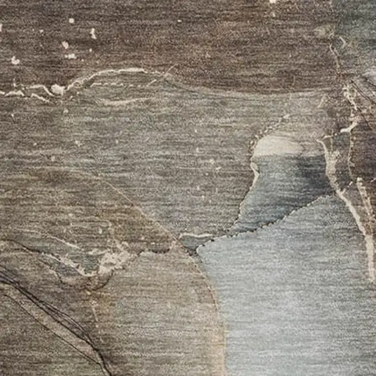 Brown Ivory And Gray Abstract Washable Area Rug With UV Protection Photo 3