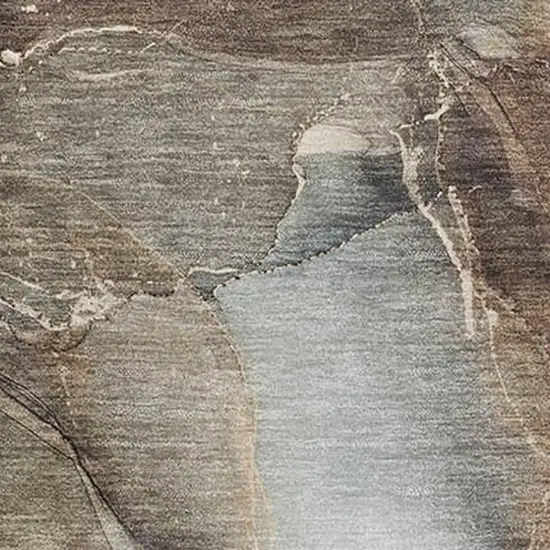 Brown Ivory And Gray Abstract Washable Area Rug With UV Protection Photo 8