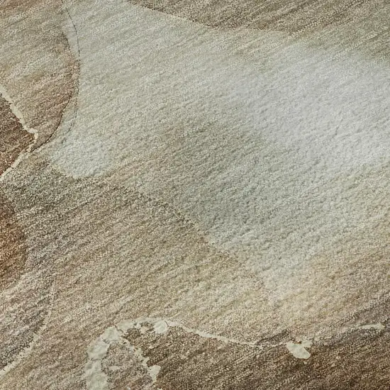 Brown Ivory And Gray Abstract Washable Area Rug With UV Protection Photo 8