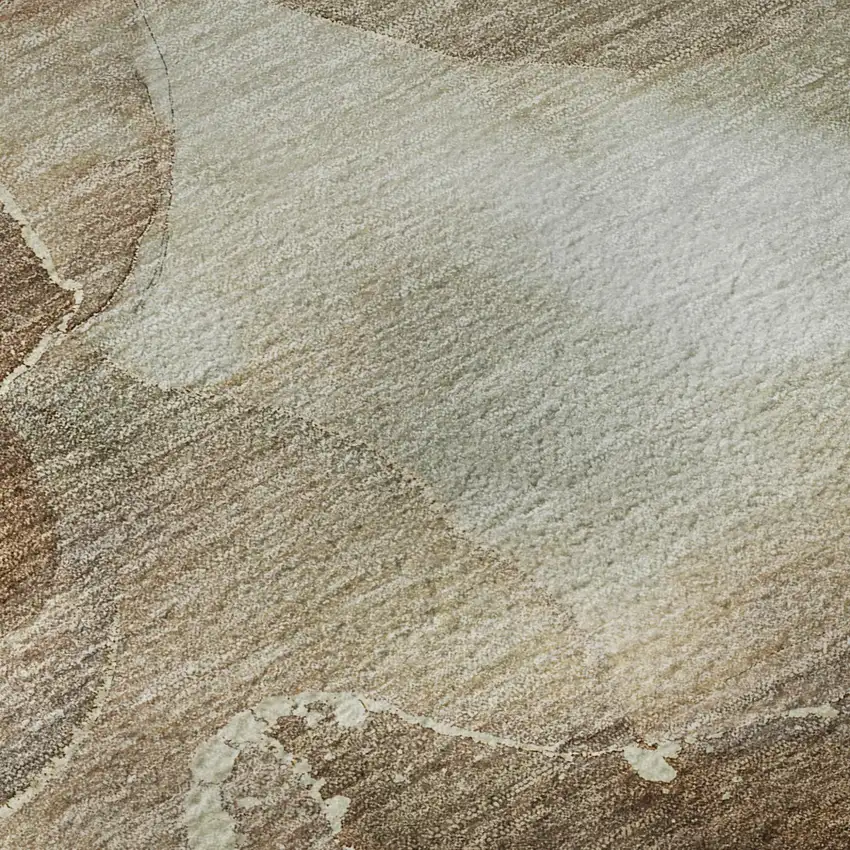 Brown Ivory And Gray Abstract Washable Area Rug With UV Protection Photo 8