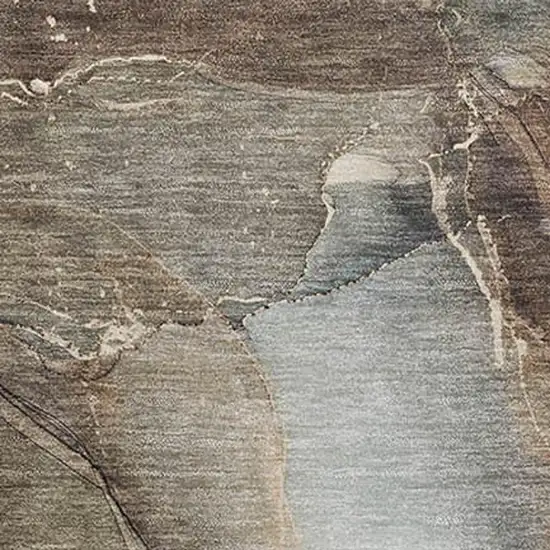 Brown Ivory And Gray Abstract Washable Area Rug With UV Protection Photo 3