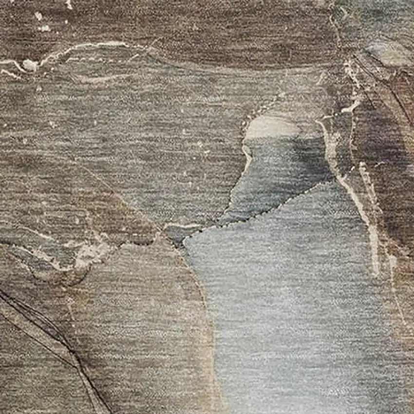 Brown Ivory And Gray Abstract Washable Area Rug With UV Protection Photo 3