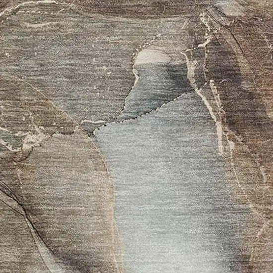 Brown Ivory And Gray Abstract Washable Area Rug With UV Protection Photo 3