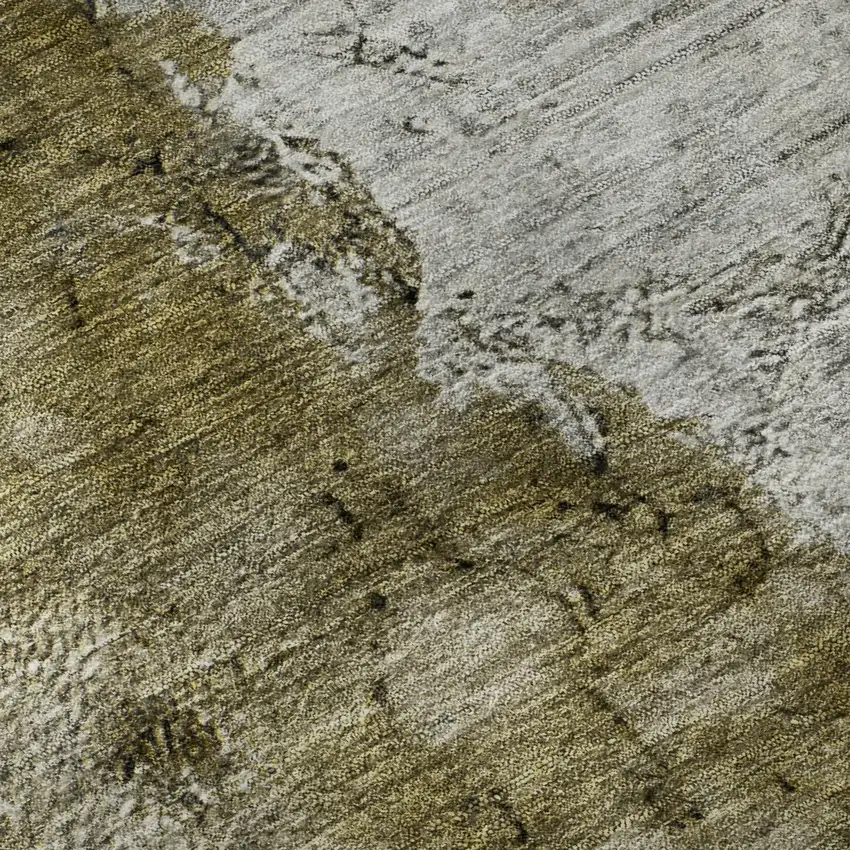 Brown Ivory And Gray Abstract Washable Area Rug With UV Protection Photo 6