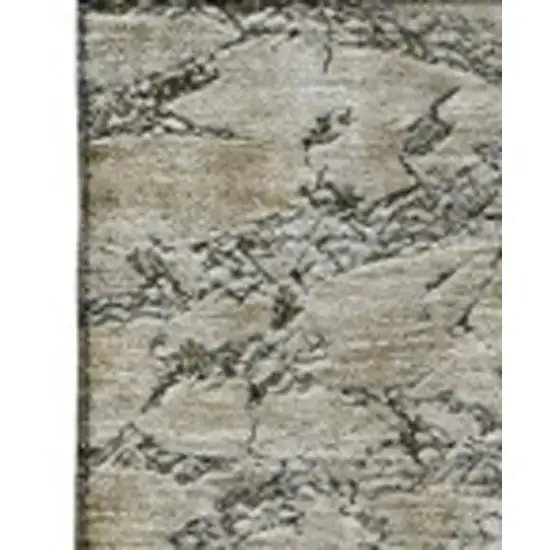 Brown Ivory And Gray Abstract Washable Area Rug With UV Protection Photo 4