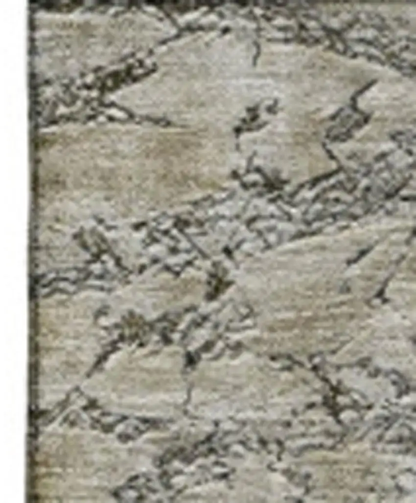 Brown Ivory And Gray Abstract Washable Area Rug With UV Protection Photo 5