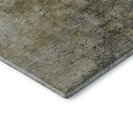 Brown Ivory And Gray Abstract Washable Area Rug With UV Protection Photo 9