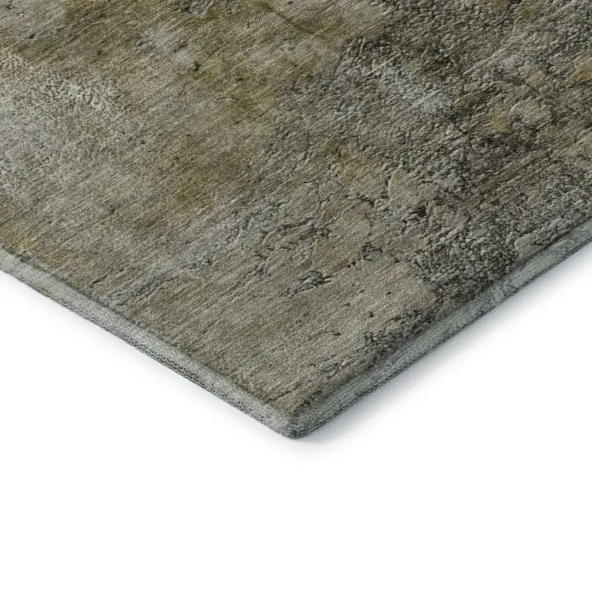 Brown Ivory And Gray Abstract Washable Area Rug With UV Protection Photo 9