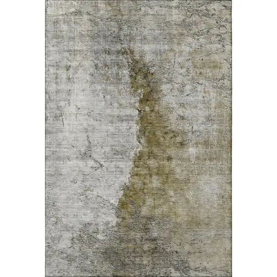Brown Ivory And Gray Abstract Washable Area Rug With UV Protection Photo 5