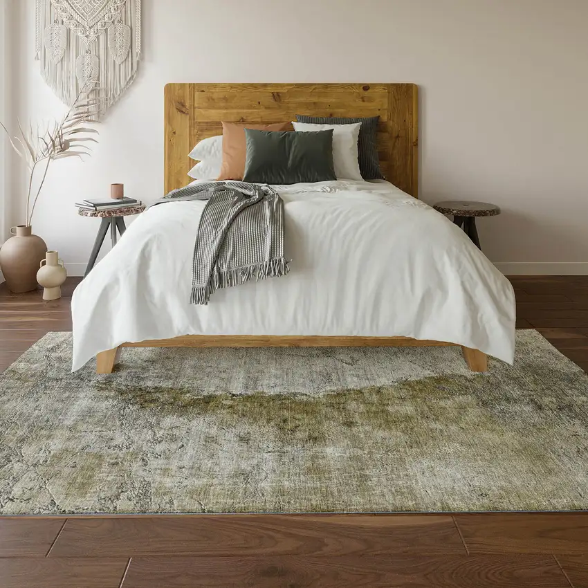 Brown Ivory And Gray Abstract Washable Area Rug With UV Protection Photo 5