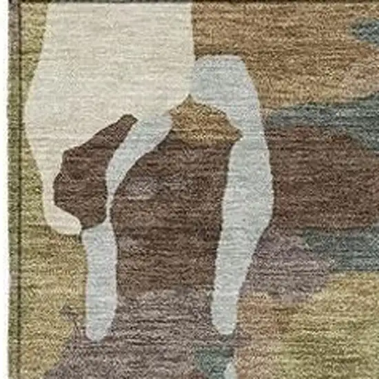 Brown Ivory And Gray Abstract Washable Indoor Outdoor Area Rug Photo 5