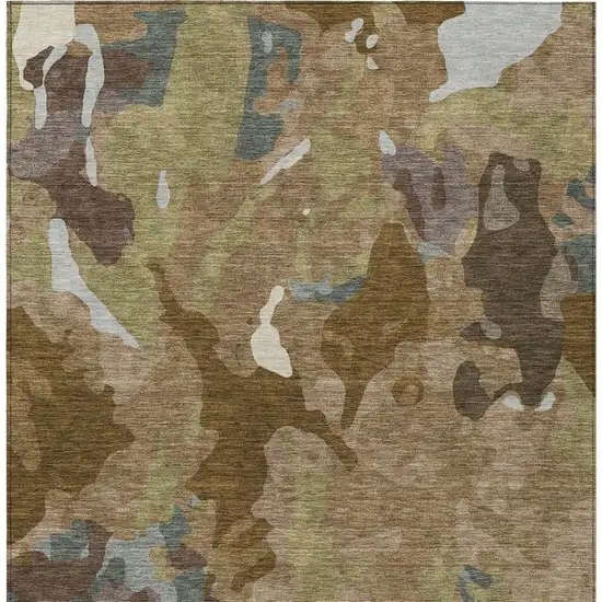 Brown Ivory And Gray Abstract Washable Indoor Outdoor Area Rug Photo 4