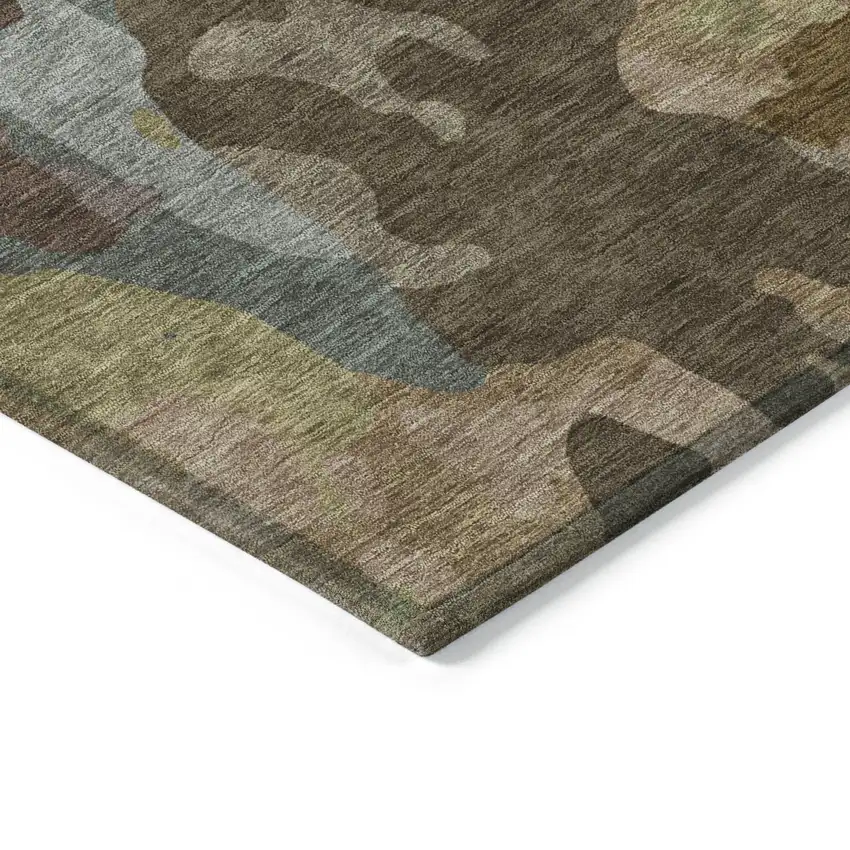 Brown Ivory And Gray Abstract Washable Indoor Outdoor Area Rug Photo 5