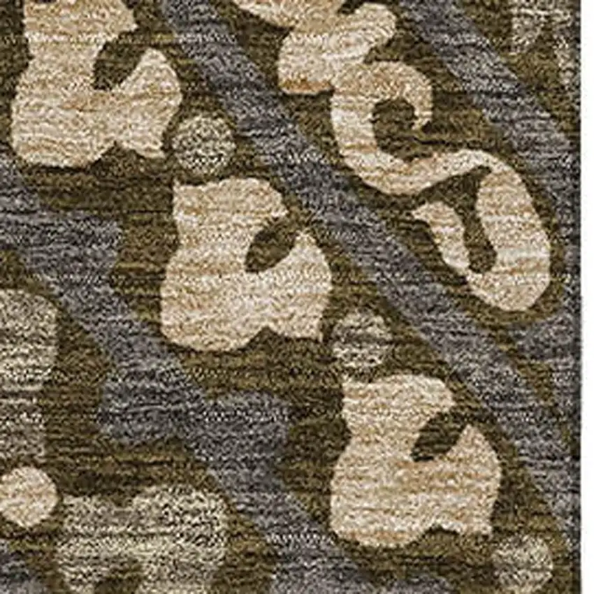 Brown Ivory And Gray Diamond Washable Area Rug With UV Protection Photo 3