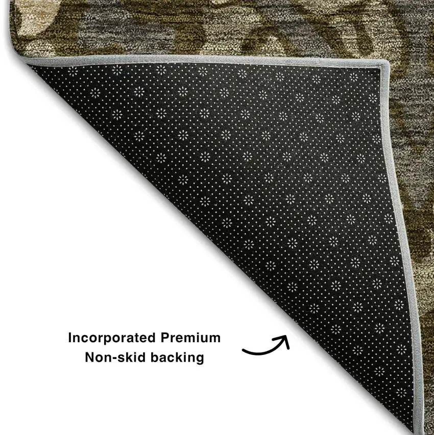 Brown Ivory And Gray Diamond Washable Area Rug With UV Protection Photo 7