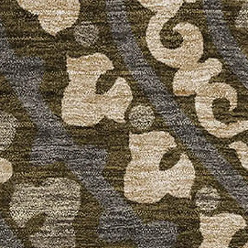 Brown Ivory And Gray Diamond Washable Area Rug With UV Protection Photo 3