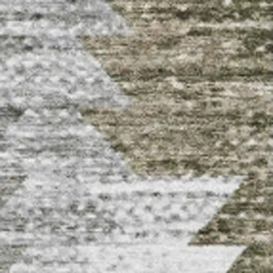 Brown Ivory And Gray Geometric Washable Area Rug With UV Protection Photo 3