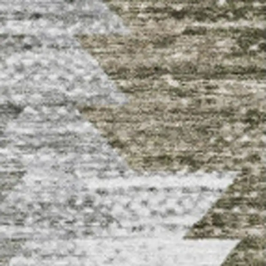 Brown Ivory And Gray Geometric Washable Area Rug With UV Protection Photo 3