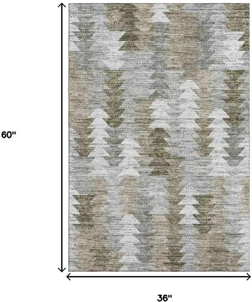 Brown Ivory And Gray Geometric Washable Area Rug With UV Protection Photo 3