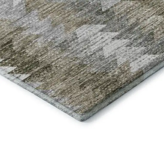 Brown Ivory And Gray Geometric Washable Area Rug With UV Protection Photo 8