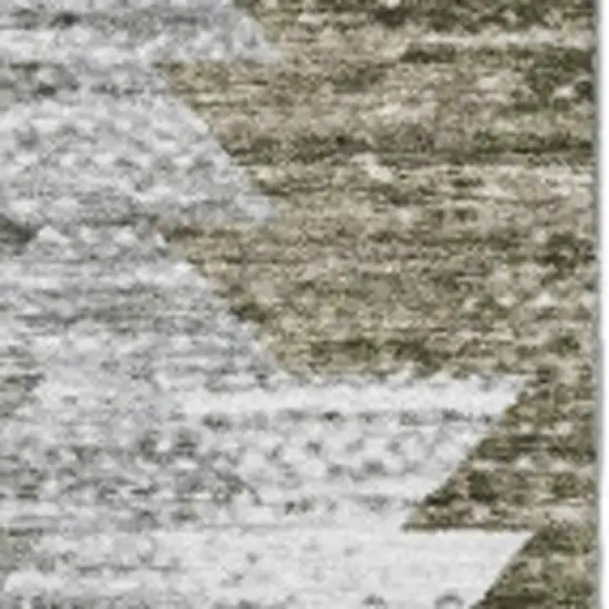 Brown Ivory And Gray Geometric Washable Area Rug With UV Protection Photo 3