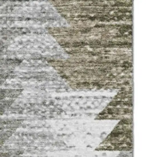 Brown Ivory And Gray Geometric Washable Area Rug With UV Protection Photo 4