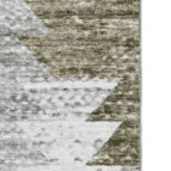 Brown Ivory And Gray Geometric Washable Area Rug With UV Protection Photo 3