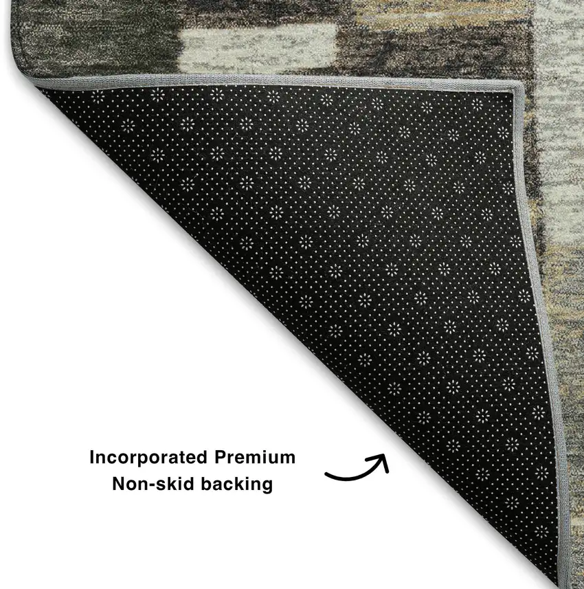 Brown Ivory And Gray Geometric Washable Area Rug With UV Protection Photo 8