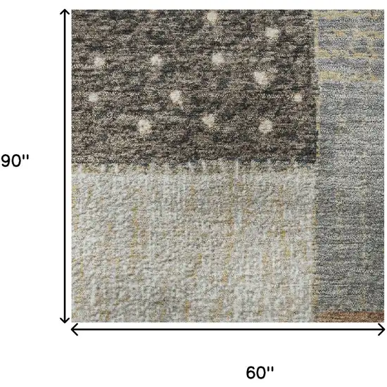 Brown Ivory And Gray Geometric Washable Area Rug With UV Protection Photo 9