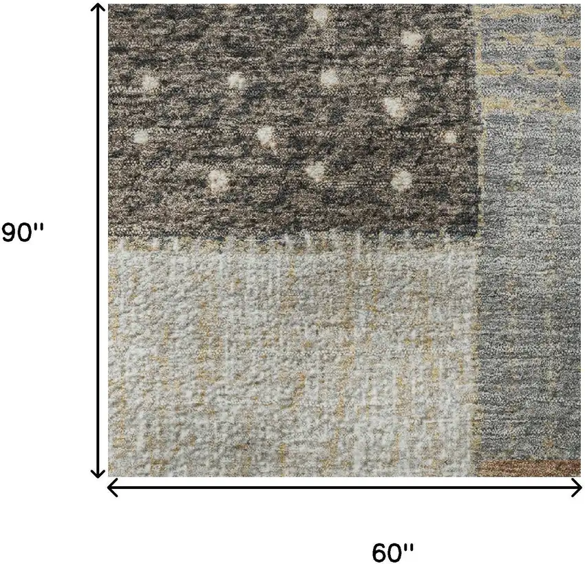 Brown Ivory And Gray Geometric Washable Area Rug With UV Protection Photo 9