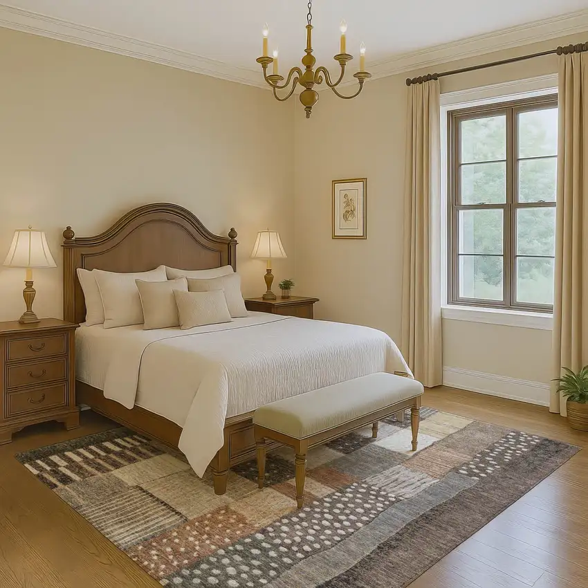 Brown Ivory And Gray Geometric Washable Area Rug With UV Protection Photo 6