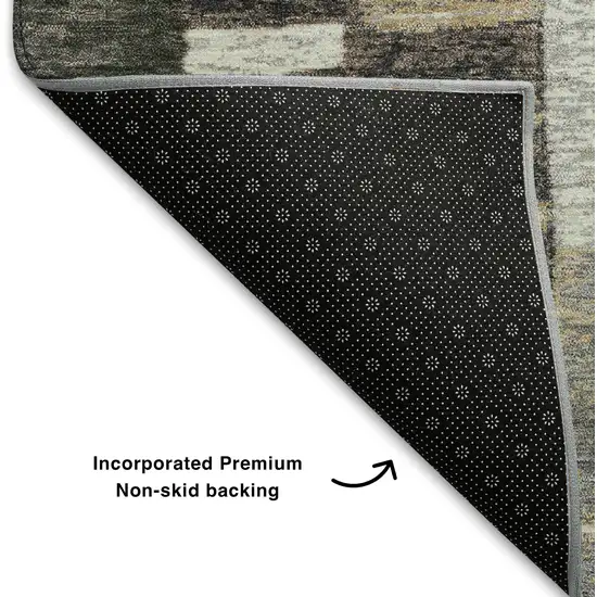 Brown Ivory And Gray Geometric Washable Area Rug With UV Protection Photo 7