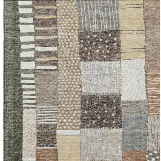 Brown Ivory And Gray Geometric Washable Indoor Outdoor Area Rug Photo 6