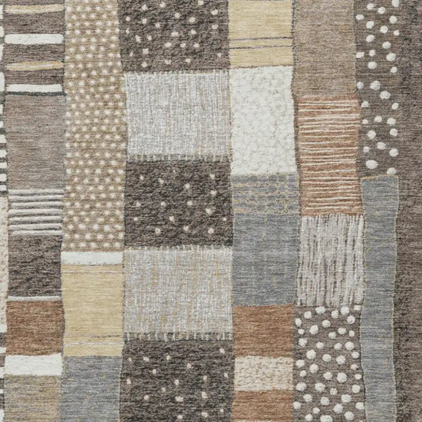 Brown Ivory And Gray Geometric Washable Indoor Outdoor Area Rug Photo 4