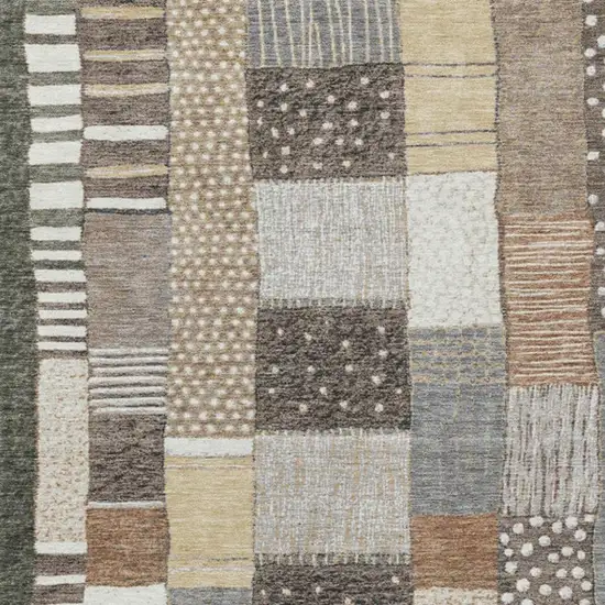 Brown Ivory And Gray Geometric Washable Indoor Outdoor Area Rug Photo 4