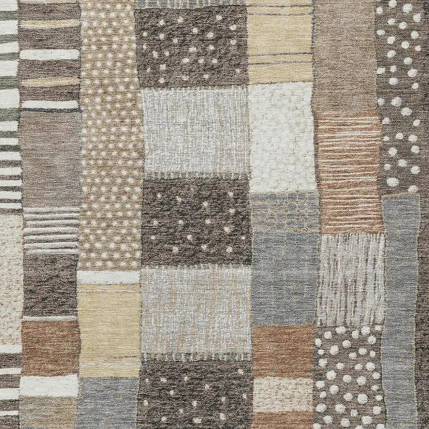 Brown Ivory And Gray Geometric Washable Indoor Outdoor Area Rug Photo 6