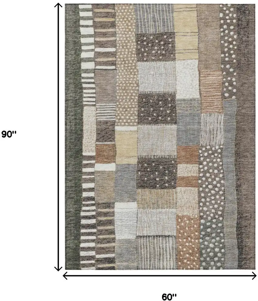 Brown Ivory And Gray Geometric Washable Indoor Outdoor Area Rug Photo 9