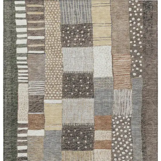 Brown Ivory And Gray Geometric Washable Indoor Outdoor Area Rug Photo 6