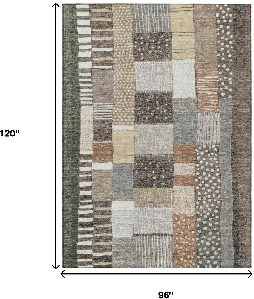 Brown Ivory And Gray Geometric Washable Indoor Outdoor Area Rug Photo 9