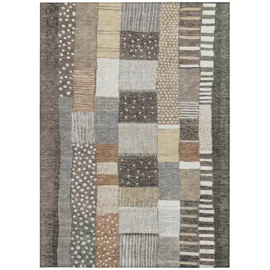 Brown Ivory And Gray Geometric Washable Indoor Outdoor Area Rug Photo 3