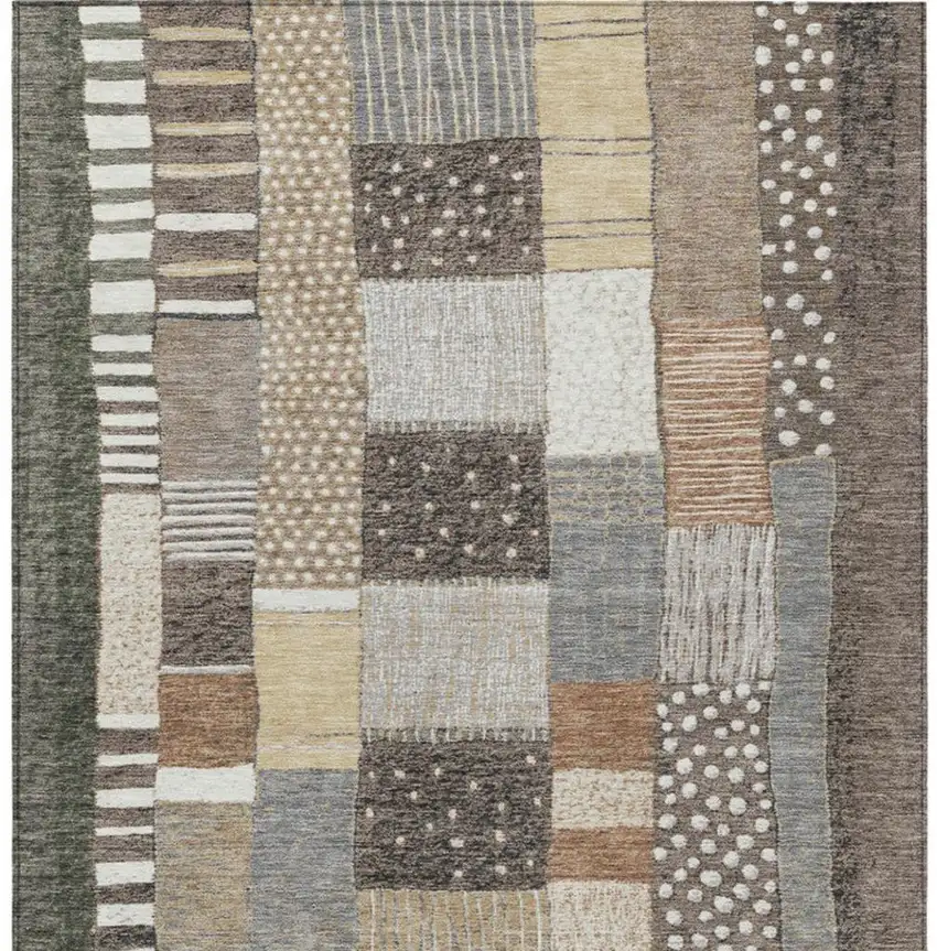 Brown Ivory And Gray Geometric Washable Indoor Outdoor Area Rug Photo 6