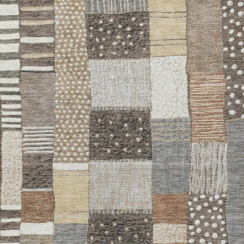Brown Ivory And Gray Geometric Washable Indoor Outdoor Area Rug Photo 7