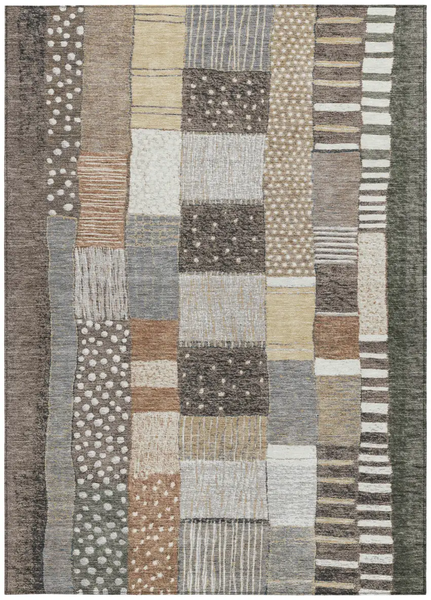 Brown Ivory And Gray Geometric Washable Indoor Outdoor Area Rug Photo 3