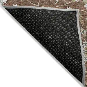 Photo of Brown Ivory And Gray Moroccan Washable Indoor Outdoor Area Rug