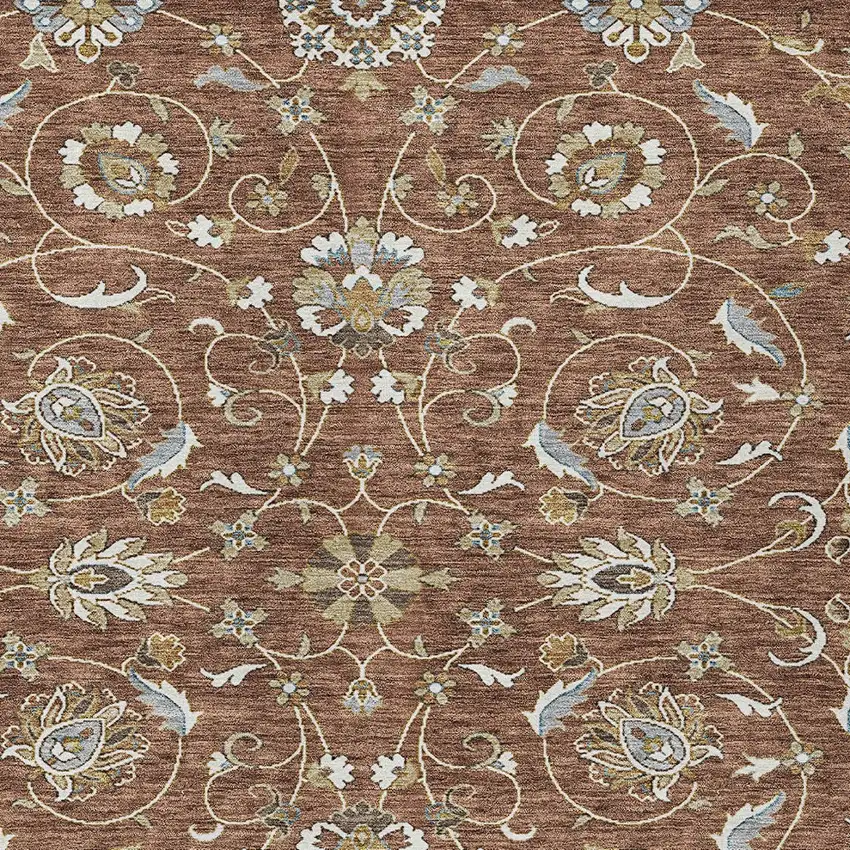 Brown Ivory And Gray Moroccan Washable Indoor Outdoor Area Rug Photo 5
