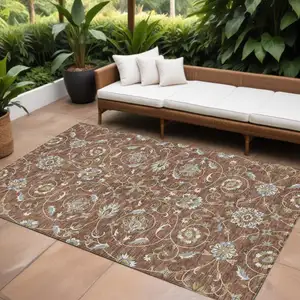 Photo of Brown Ivory And Gray Moroccan Washable Indoor Outdoor Area Rug
